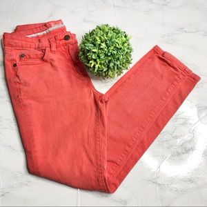 Boden tangerine/ coral mid-rise skinny ankle jeans